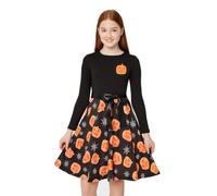 A2Z 4 Kids Girls Skater Dress Long Sleeves Black Panelled - Skater Dress 655 Black._7-8