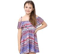 A2Z 4 Kids Girls Skater Dress Summer Party Dance Sun Dresses - Off Shoulder Dress Style No 5 9-10