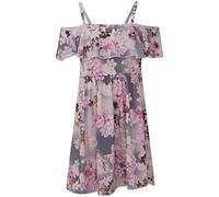 A2Z 4 Kids Girls Skater Dress Summer Party Dance Sun Dresses - Off Shoulder Floral Lilac 9-10