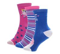 A2Z 4 Kids Girls Socks 3 Pack Soft Breathable Everyday School Casual Wear - Socks AZ1405 Unicorn 3 Pack 2-3