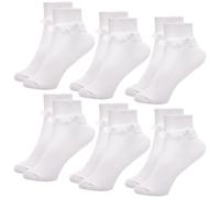 A2Z 4 Kids Girls Socks 6 Pack Frilly Lace Ankle Socks with Delicate Lace Trim - Socks AZ977 White 6 Pack 3-6