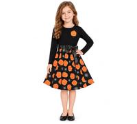 A2Z 4 Kids Girls Spider Web Skull Skater Dress Ages 5-13 Years | Skull Print Flared Outfit For Parties Casual Wear And Seasonal Days