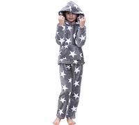 A2Z 4 Kids Girls Star Fleece Hooded Pyjama Set Flannel Sleepwear PJS Outfit | Extra Soft Kangaroo Pocket Lounge Sleepwear PJS Clothing Ages 5 to 13 Years