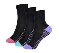 A2Z 4 Kids Girls Striped Heel - Socks AZ308 Black B 3 Pack 3-6