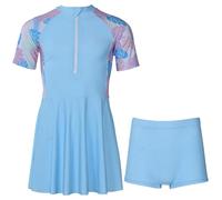 A2Z 4 Kids Girls Surf Swimsuit 2-Piece Skirt & Shorts Set Quick Dry Toddler - SW Swimsuit 901 Blue 13-14