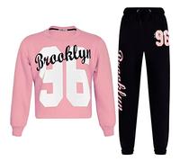 A2Z 4 Kids Girls Sweat Suit Tracksuit Crop Top Sweatshirt Sweat Pants 2 Piece Lounge Suit Set for Children Top Bottom Loungewear Gifts for Children Unisex Age 5-13 Years Baby Pink