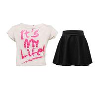 A2Z 4 Kids Girls T-Shirt and Skater Skirt Set Short Sleeve Top and Flared - Its My Life White & Skirt Set 9-10