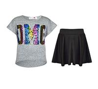 A2Z 4 Kids Girls T-Shirt and Skater Skirt Set Short Sleeve Top and Flared - OMG Top & Skirt Set 13