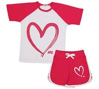 A2Z 4 Kids Girls T Shirt Top Shorts Set Short Sleeve Raglan Style T-Shirt - Shorts Set 491 Pink 5-6