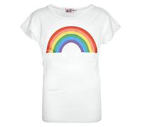A2Z 4 Kids Girls T Shirts Rainbow Durable Stylish Short Sleeves - Rainbow 270 T Shirt White 9-10