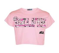 A2Z 4 Kids Girls T Shirts Short Sleeves Selfie Trendy Floss Fashion Crop Top Soft Feel Lightweight Comfortable - Crop Top Selfie Splash Baby Pink 9-10