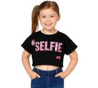 A2Z 4 Kids Girls T Shirts Short Sleeves Selfie Trendy Floss Fashion Crop Top Soft Feel Lightweight Comfortable - Crop Top Selfie Splash Black 11-12