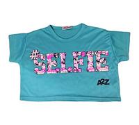 A2Z 4 Kids Girls T Shirts Short Sleeves Selfie Trendy Floss Fashion Crop Top Soft Feel Lightweight Comfortable - Crop Top Selfie Splash Turquoise 11-1