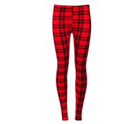 A2Z 4 Kids Girls Tartan Check Leggings Pants Soft Stretchy - Tartan Legging Red 13