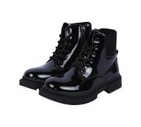 A2Z 4 Kids Girls Teens Ladies School Shoes Lace Up Patent Boots Ankle Combat - Boots Lace & Shine Black 2.5 UK