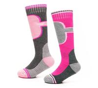 A2Z 4 Kids Girls Thermal Ski Socks for Winter Outdoor Activities - Socks AZ9611 Pink 2 Pack 3-6