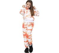 A2Z 4 Kids Girls Tie Dye Fleece Zip Hoodie - T.S Plain 107 Orange 9-10 | Warm active outfit with soft bottoms for school sport play and travel days