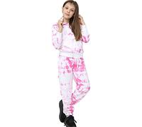 A2Z 4 Kids Girls Tie Dye Fleece Zip Hoodie - T.S Plain 107 Pink 7-8 | Warm active outfit with soft bottoms for school sport play and travel days