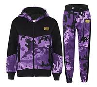 A2Z 4 Kids Girls Tie Dye Tracksuit Crop Hooded Sweatpants Top - T.S Camo 602 Purple 11-12