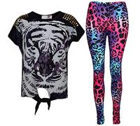 A2Z 4 Kids Girls Tiger Face Trendy Top T Shirt - Tiger Set Black 13