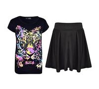 A2Z 4 Kids Girls Tiger Print - Multi Tiger Set Black Skirt 9-10.2