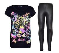 A2Z 4 Kids Girls Tiger Print - Multi Tiger Set Black Wet Look 9-10.2