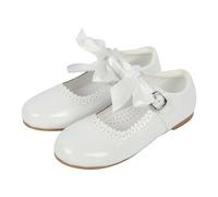 A2Z 4 Kids Girls Toddler School Shoes with Removable Bow Patent Leather - Shoes Bowtique White 10 UK Child