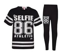 A2Z 4 Kids Girls Top Kids Designer's #Selfie 86 Athletic T Shirt Top & Legging Set