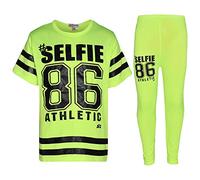 A2Z 4 Kids Girls Top Kids Designer's #Selfie 86 Athletic T Shirt Top & Legging Set