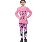 A2Z 4 Kids Girls Top Kids SELFIE Splash Print T Shirt And Legging Set - Selfie Splash Set Baby Pink L.S_9-10