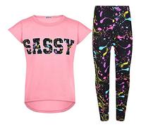 A2Z 4 Kids Girls Top Legging Set Soft Stretchy Trendy - Sassy Set 334 Baby Pink 11-12