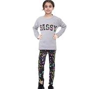 A2Z 4 Kids Girls Top Legging Set Soft Stretchy Trendy - Sassy Set 334 L/S Grey 7-8