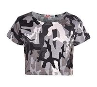 A2Z 4 Kids Girls Top Selfie Camouflage Trendy - A2Z Camo Crop Top Charcoal 7-8