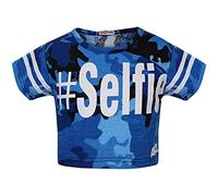 A2Z 4 Kids Girls Top Selfie Camouflage Trendy - Camo Selfie Crop Top Blue 9-10