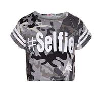 A2Z 4 Kids Girls Top Selfie Camouflage Trendy - Camo Selfie Crop Top Charcoal 9-10