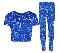 A2Z 4 Kids Girls Top Splash Print Crop - Splash Crop Legging Royal Blue 11-2