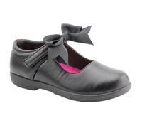A2Z 4 Kids Girls Touch Fasten Black PU Shoe with Bow - SCH Shoes AZ382104 Black 10 UK Ch