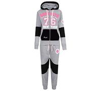 A2Z 4 Kids Girls Tracksuit Brooklyn 76 New York Top Zipped Hooded Top Bottoms Gym - T.S Brooklyn 86 Grey 5-6