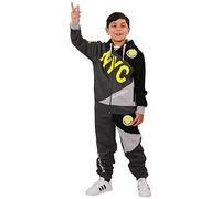 A2Z 4 Kids Girls Tracksuit NYC New York Zipped Top Jogging Bottoms Sports Tracksuit Sweat Suit - T.S NYC Deluxe Charcoal & Yellow 9-10