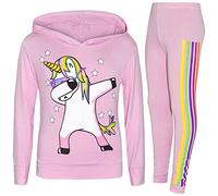 A2Z 4 Kids Girls Tracksuit Rainbow Unicorn Dab Floss - Unicorn Hooded Set 225 Baby Pink 11-12