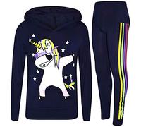 A2Z 4 Kids Girls Tracksuit Rainbow Unicorn Dab Floss - Unicorn Hooded Set 225 Navy 11-12