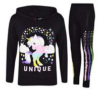 A2Z 4 Kids Girls Tracksuit Rainbow Unicron Dabbing Unicorn - Unicorn Hooded Set 228 Black 7-8