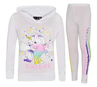 A2Z 4 Kids Girls Tracksuit Rainbow Unicron Dabbing Unicorn - Unicorn Hooded Set 228 White 11-12