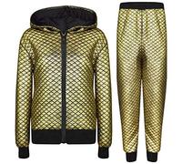 A2Z 4 Kids Girls Tracksuit Shiny Quilted Hooded Hoodie - T.S Shiny Quilted Golden 7-8