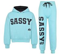 A2Z 4 Kids Girls Tracksuit Tie Dye Sassy Fleece Hooded Crop Top - T.S Crop Sassy Aqua 7-8