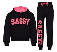 A2Z 4 Kids Girls Tracksuit Tie Dye Sassy Fleece Hooded Crop Top - T.S Crop Sassy BK N Pink 11-12
