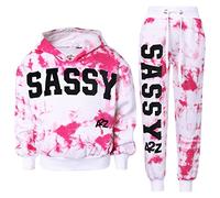 A2Z 4 Kids Girls Tracksuit Tie Dye Sassy Fleece Hooded Crop Top - T.S Crop Sassy Pink 13