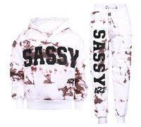 A2Z 4 Kids Girls Tracksuit Tie Dye Sassy Fleece Hooded Crop Top - T.S Crop Sassy Rust 7-8