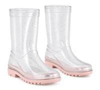 A2Z 4 Kids Girls Transparent Rain Boot Wellington Boots Waterproof Gumboot Durable Clear PVC Wellies Fun Customizable Look with Socks Non-Slip Sole Easy Clean Perfect Outdoor Shoes