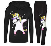 A2Z 4 Kids Girls Unicorn Hoodie Leggings Lounge Outfit Rainbow Stripe 7-13 | Long Sleeve Drawstring Elasticated Waist Stretch Two Piece Activewear